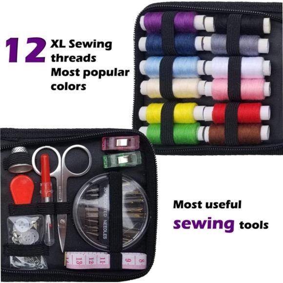 59-Piece Sewing Kit - Portable, Includes Scissors, Thread, Tape Measure - Picture 4 of 7